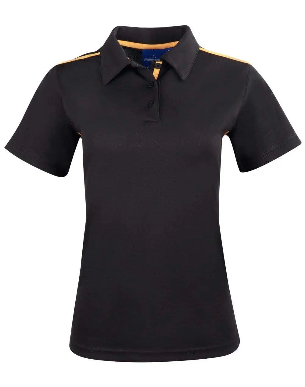 Winning Spirit PS84 STATEN POLO SHIRT Ladies Casual Wear Winning Spirit Black/Gold 6